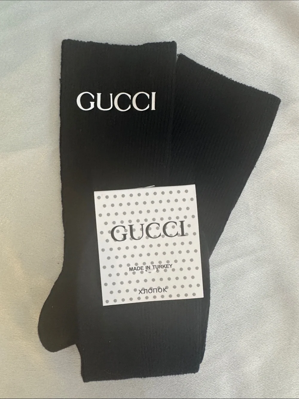 New! Gucci Black Ribbed Men's Dress Socks with Logo Tag